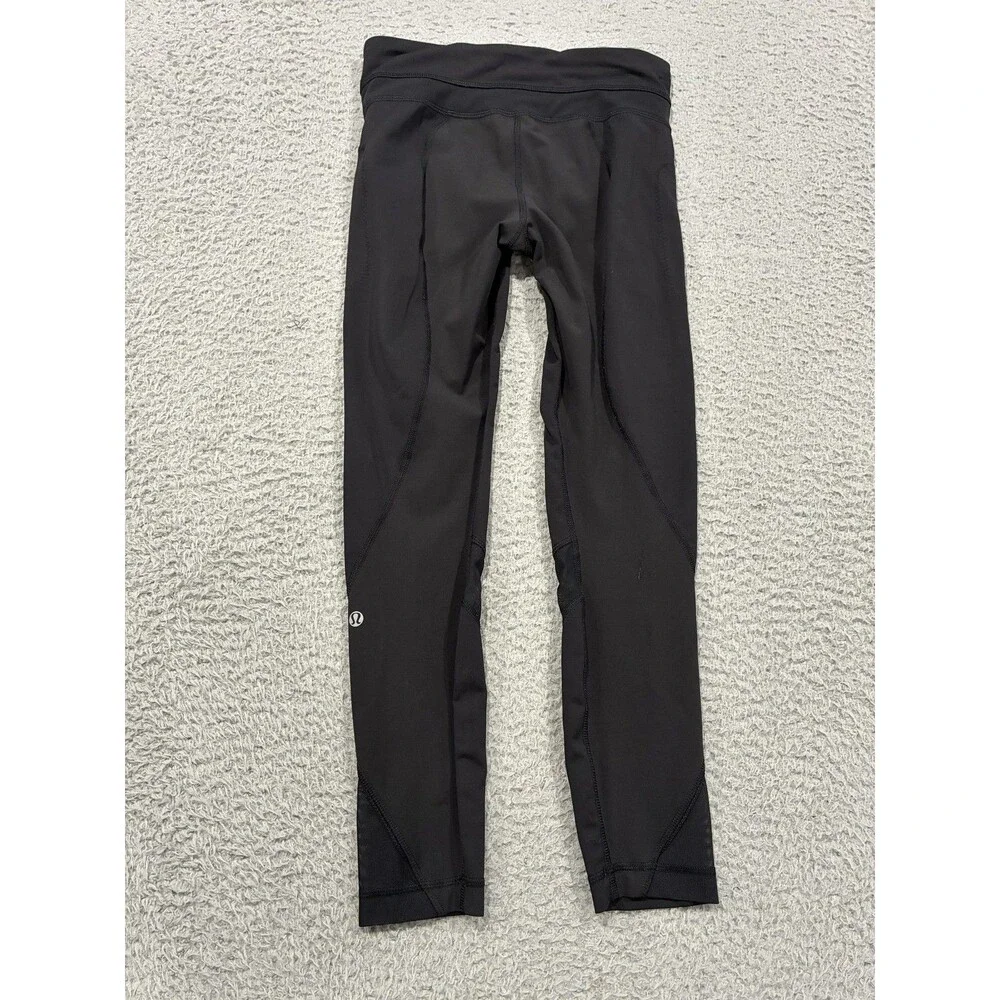 Lululemon Leggings Womens 4 Black Ankle Zip Pocket Running Yoga Tight Athletic